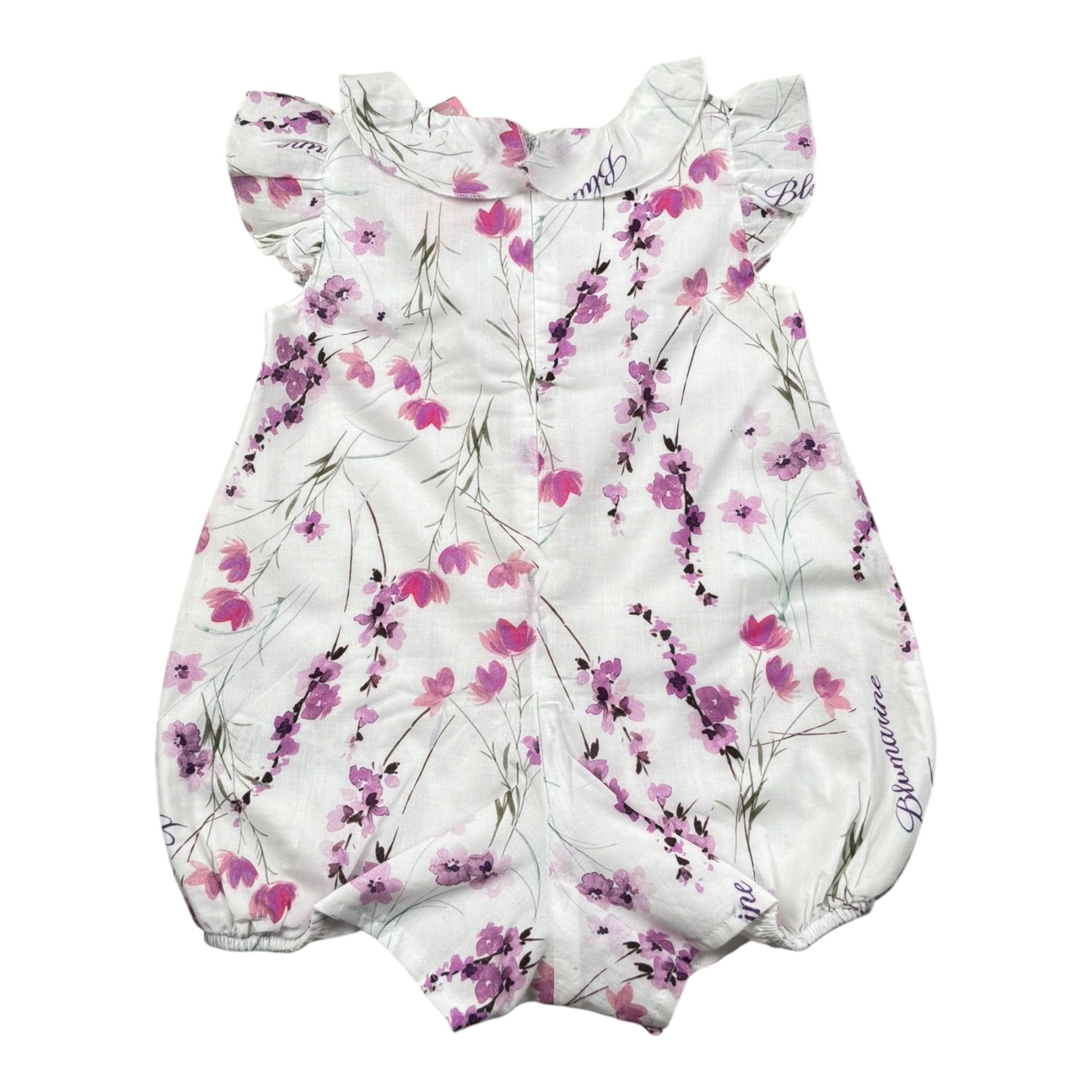 Miss Blumarine Pagliaccetto Tinta Unita con Stampa Fiori per Neonata IA4124 BIANCO MISS BLUMARINE 