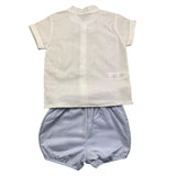 Calamaro Completo 2 Pezzi Camicia-Bermuda  Bianco/Azzurro Per Neonato