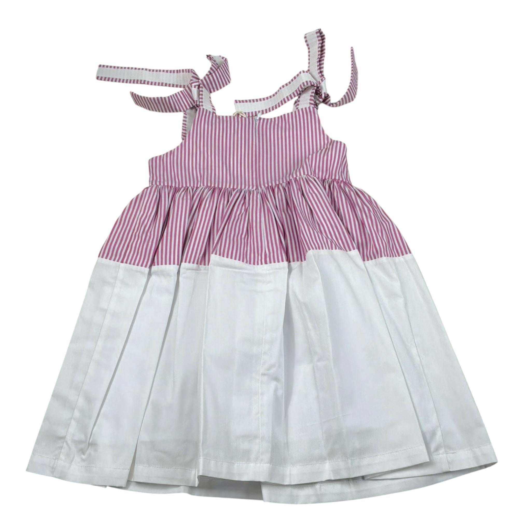Ilfarobimbi Abito Bicolore con Fiocchi Bianco/Rosa per Bambina IFB50586X BIANCO/ROSA ILFAROBIMBI 