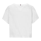 Tommy Hilfiger T-Shirt Girocollo Tinta Unita con Logo per Bambino KB0KB09646 BIANCO TOMMY HILFIGER 