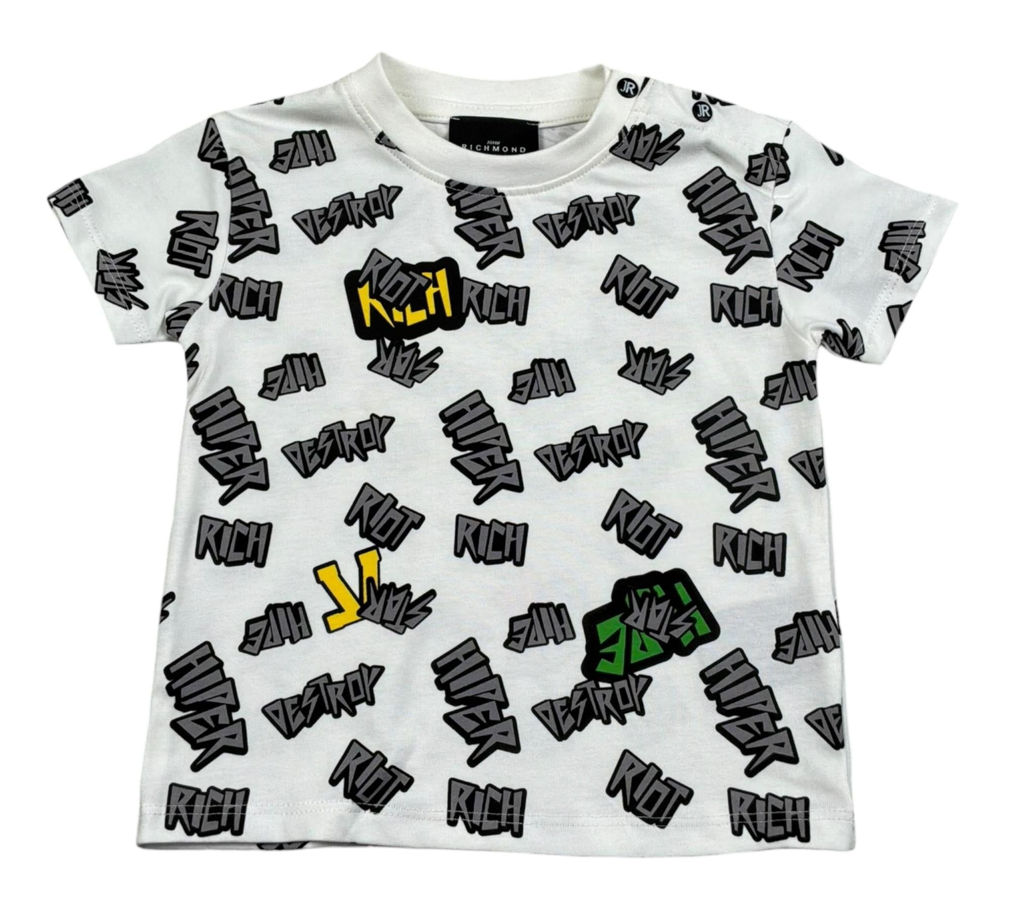 John Richmond T-Shirt Girocollo Tinta Unita con Stampe per Neonato RIP26114TS BIANCO JOHN RICHMOND 