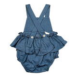 Petit Indi Salopette In Denim Tinta Unita per Neonata SS25B0337 BLU PETIT INDI 