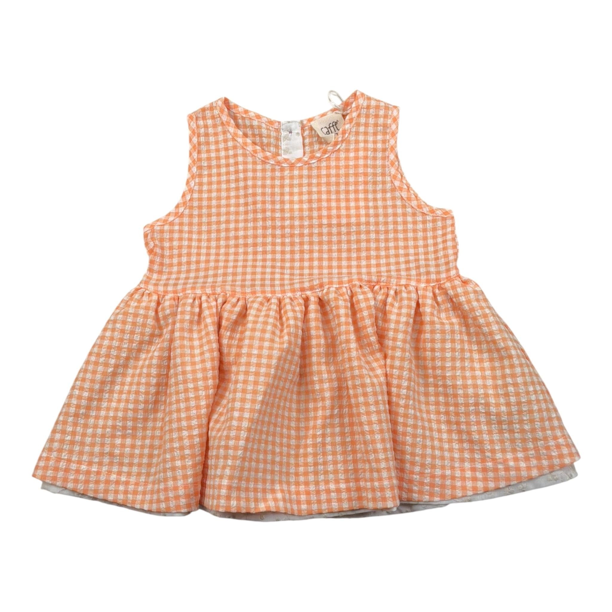 Caffe' D'Orzo Abito Tinta Unita con Fantasia A Quadri Giromanica per Neonata ZW1B02 ARANCIONE CAFFE' D'ORZO 