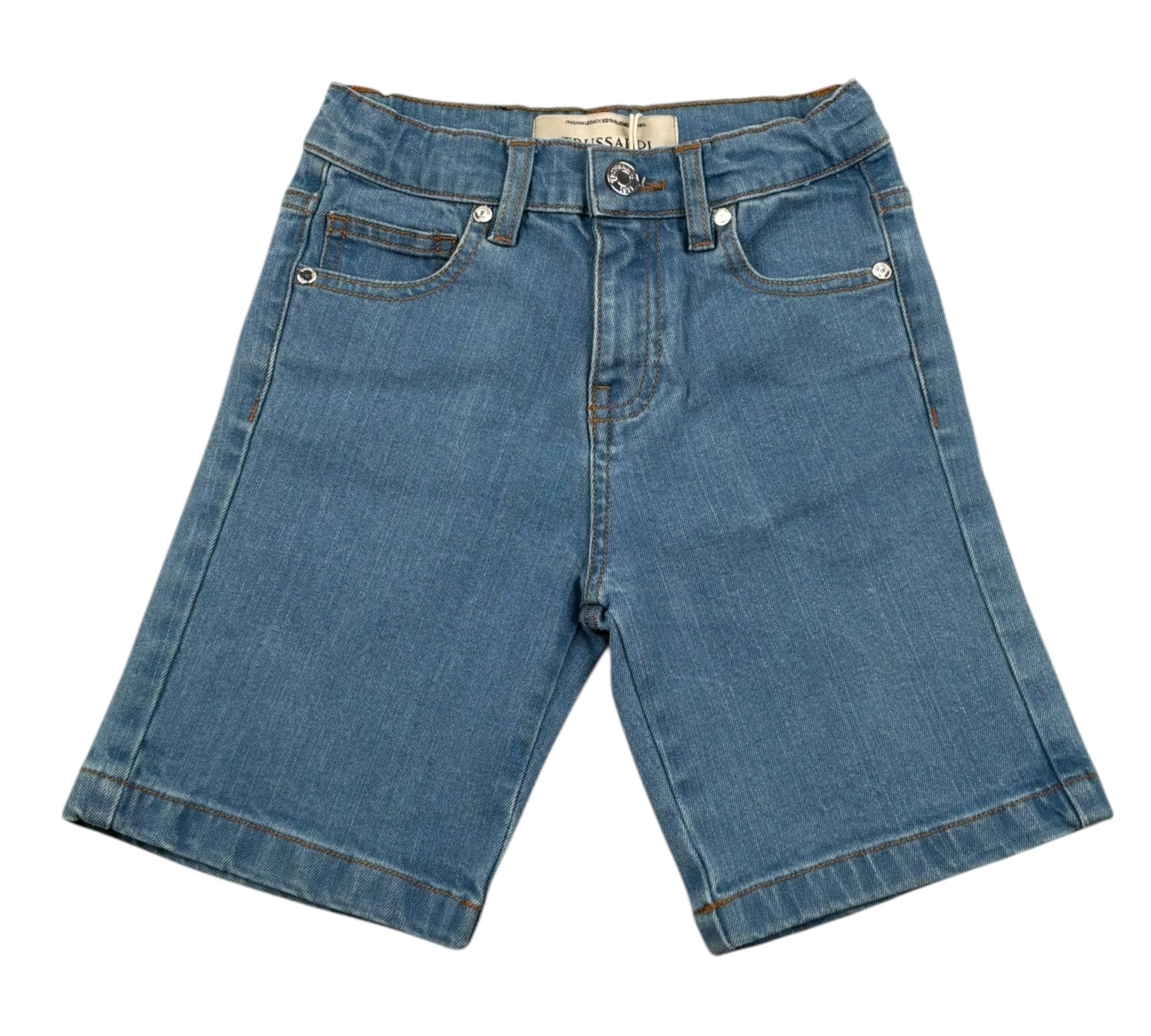 Trussardi Bermuda In Denim Tinta Unita con Logo per Bambino TBP26092BE AZZURRO TRUSSARDI 
