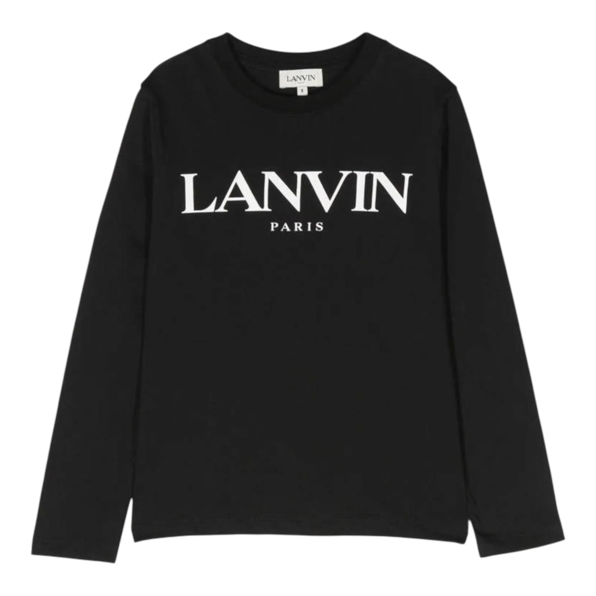 LANVIN shirt girocollo tinta unita cn logo Nero per Bambino N25145 NERO LANVIN 
