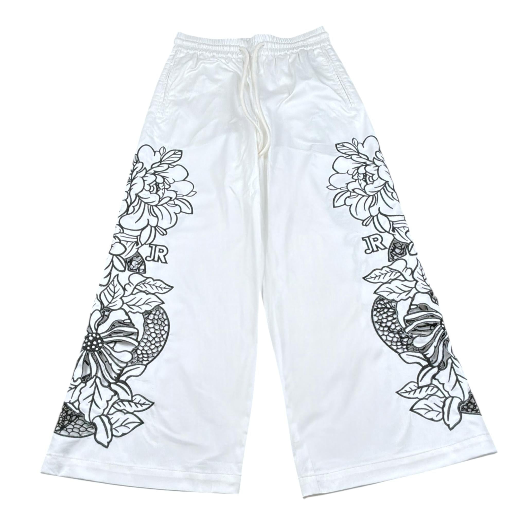 John Richmond Pantalone Modello A Palazzo Tinta Unita con Stampa per Bambina RGP26127PA BIANCO JOHN RICHMOND 