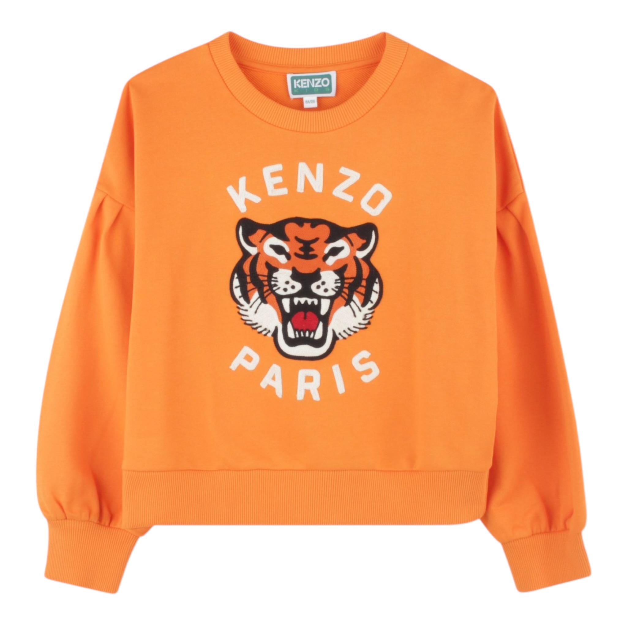 Kenzo Felpa Girocollo Tinta Unita con Stampa per Bambina K61049X ARANCIONE KENZO 