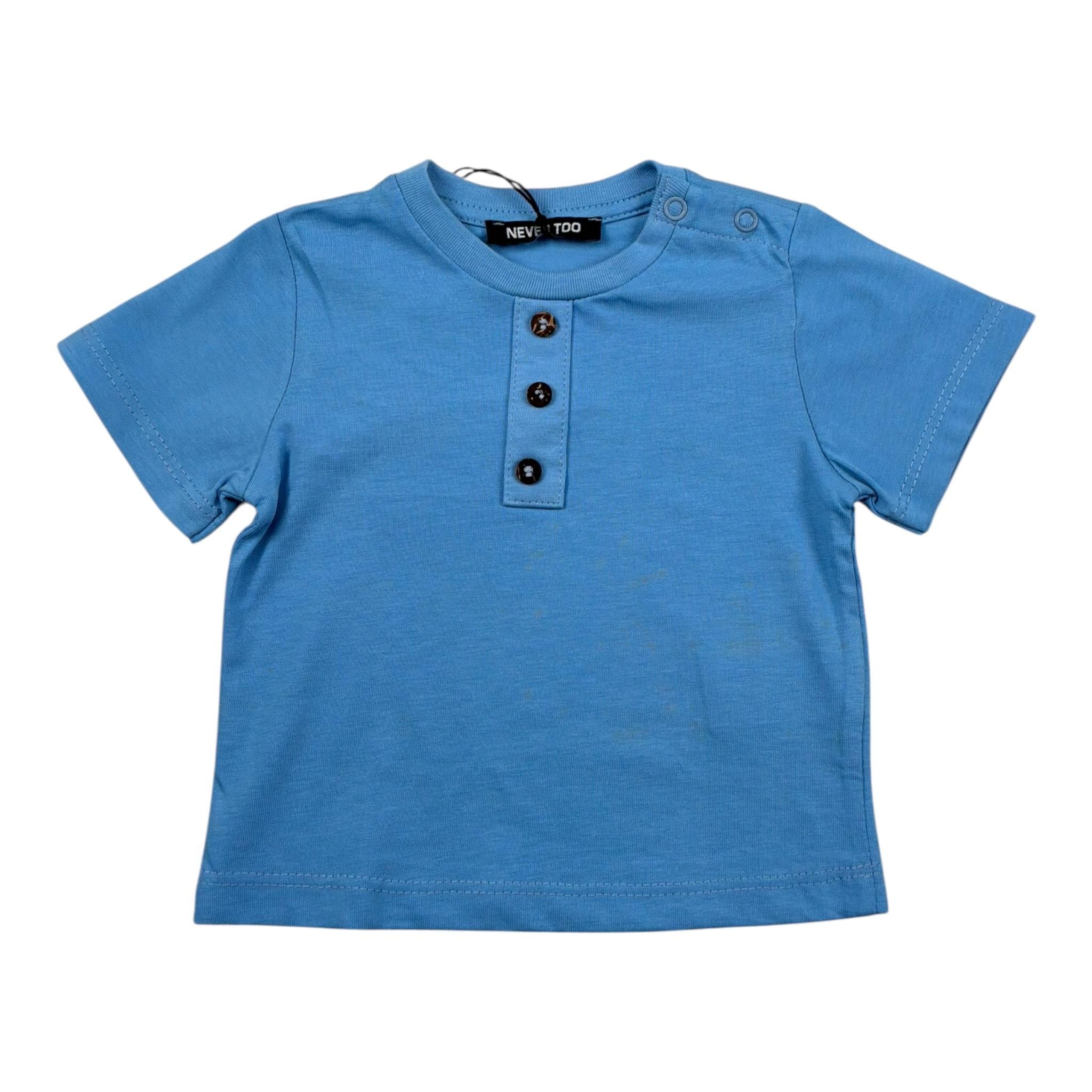 Never Too T-Shirt tinta unita con Bottoni Blu per Neonato NT2455N BLU NEVER TOO 