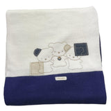Barcellino Coperta Bicolore con Stampa per Neonato 100516 BIANCO/BLU BARCELLINO 