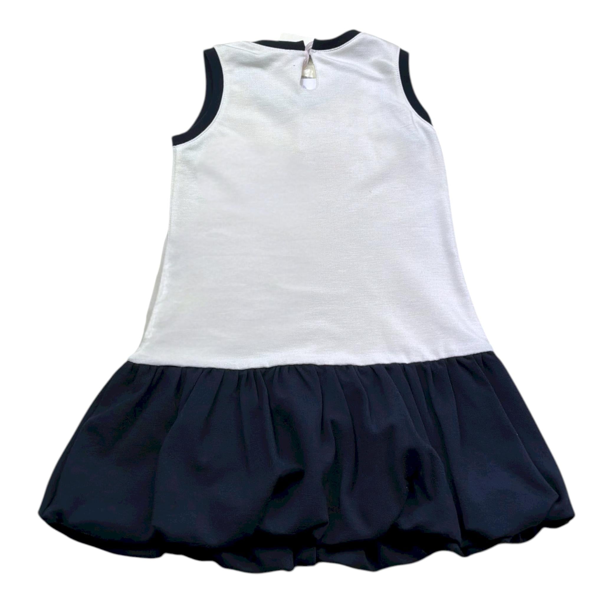 Monnalisa Abito Giromanica Tinta Unita con Stampa per Bambina 314915 BIANCO MONNALISA 