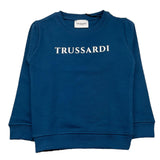 TRUSSARDI felpa chiusa girocollo tinta unita con stampa in contrasto Blu per Bambino TIA24086FE BLU TRUSSARDI 