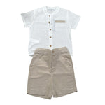 Calamaro Completo 2 Pezzi Camicia-Bermuda Bicolore per Neonato 11149N BIANCO/BEIGE CALAMARO 