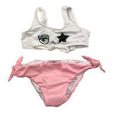 Chiara Ferragni Costume 2Pz Bicolore Fascia-Slip Bianco/Rosa Per Bambina