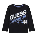 GUESS shirt girocollo tinta unita con stampa in contrasto Nero per Neonato N4BI11I3Z14N NERO GUESS 