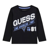GUESS shirt girocollo tinta unita con stampa in contrasto Nero per Neonato N4BI11I3Z14N NERO GUESS 