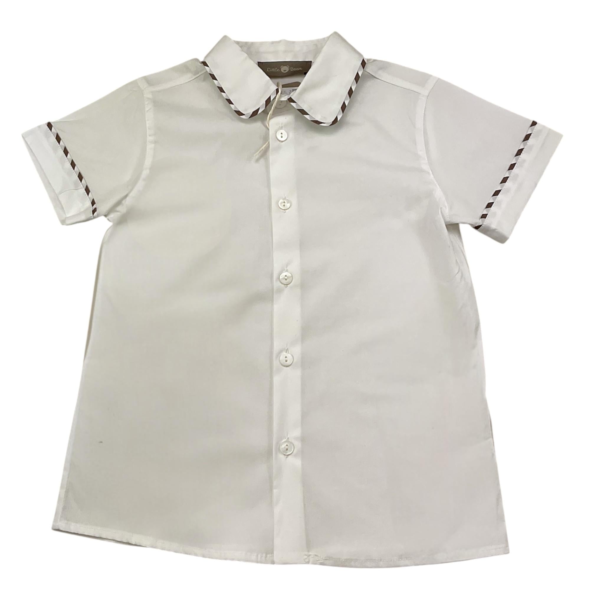 Little Bear Camicia Tinta Unita con Profili In Contrasto per Bambino 8211 BIANCO/BEIGE LITTLE BEAR 