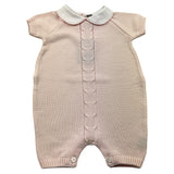 Little Bear Pagliaccetto Mezza Manica Tinta Unita Con Colletto In Contrasto Rosa Per Neonata