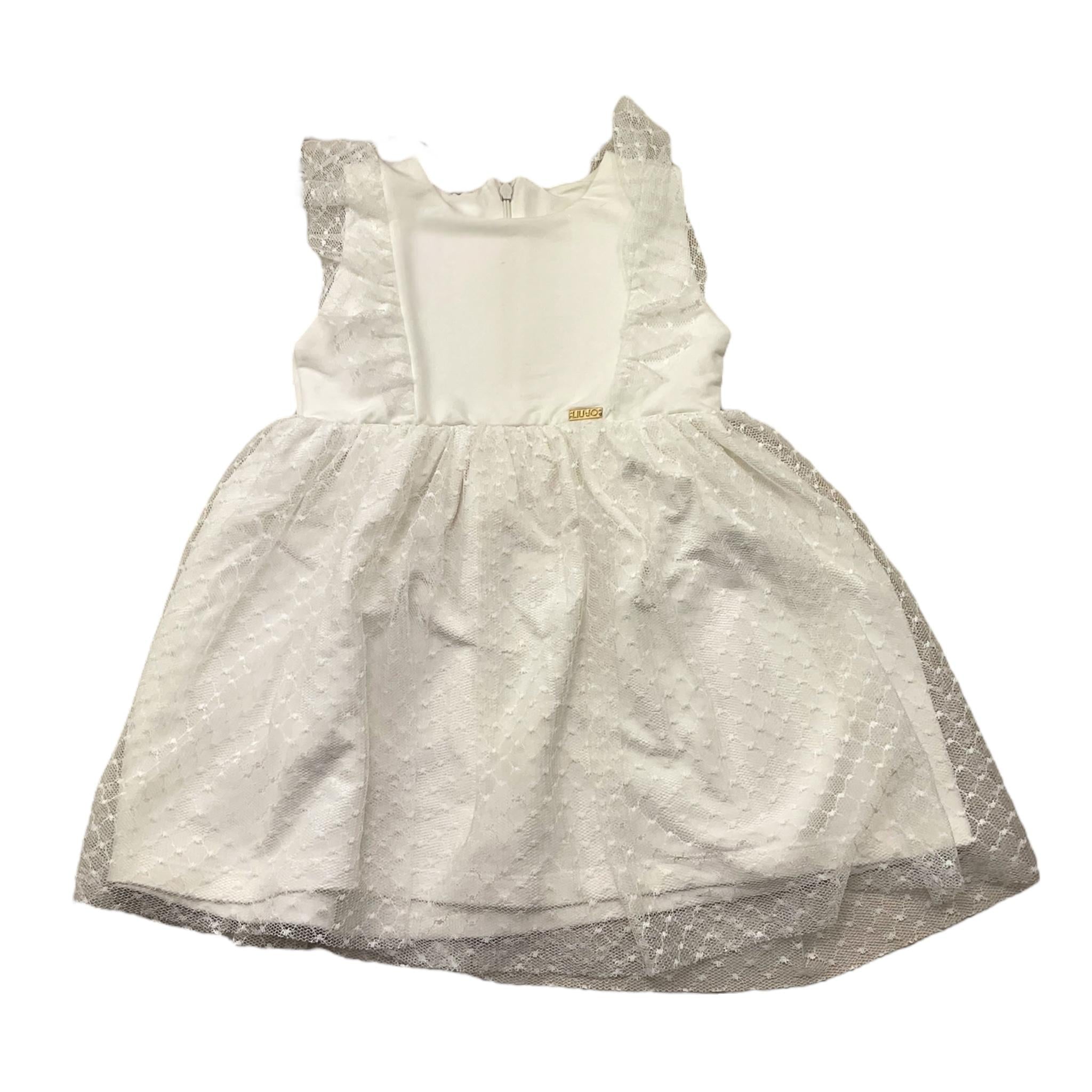 Liu Jo Abito Giromanica Tinta Unita con Tulle per Bambina KA3041J BIANCO LIU JO 
