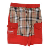Burberry Bermuda Tinta Unita Con Fantasia  Rosso Per Bambino