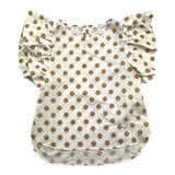 Lu Lu By Miss Grant Camicia Giromanica Tinta Unita Fantasia Pois Bianco/Beige Per Bambina