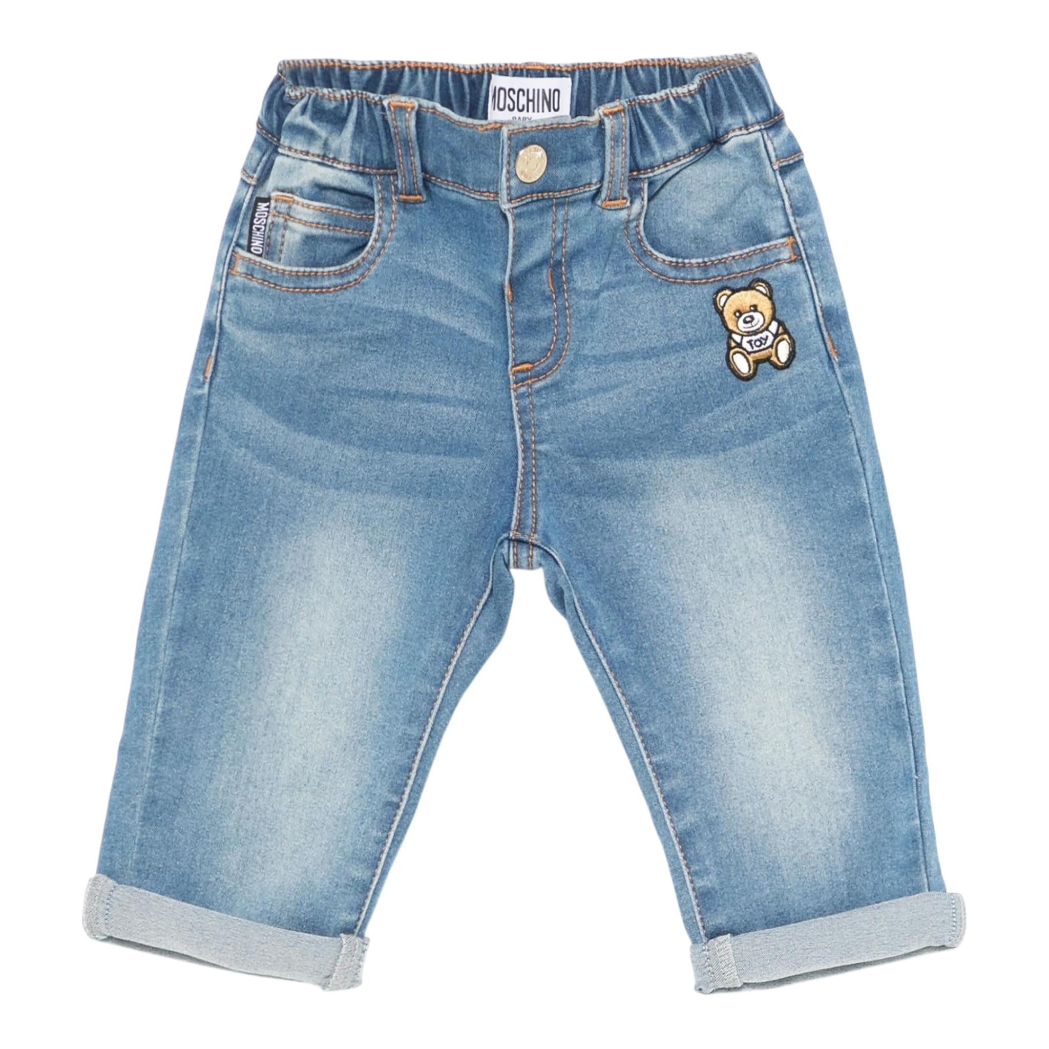 Moschino Jeans tinta unita con Elastico In Vita Azzurro per Neonato MUP05FXX AZZURRO MOSCHINO 