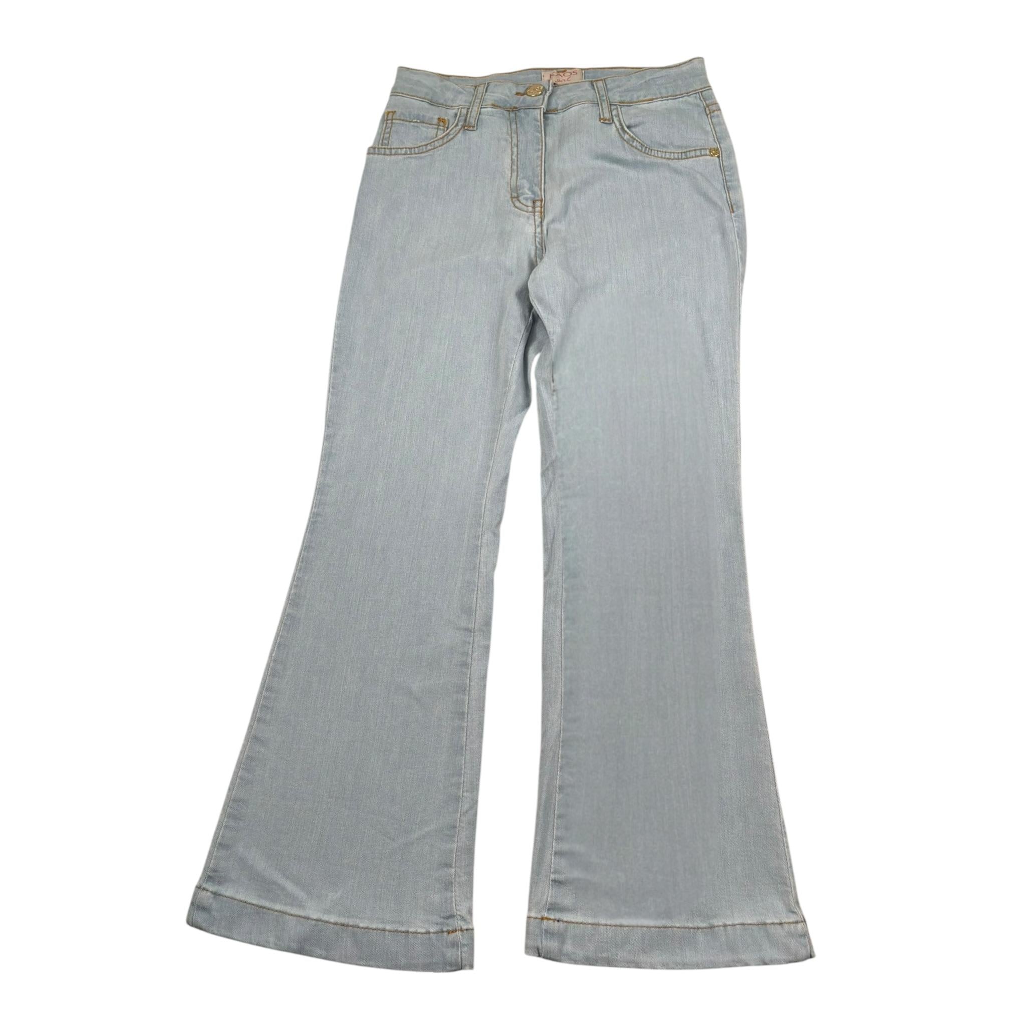Kaos Jeans Tinta Unita Modello A Zampa per Bambina KS132 AZZURRO KAOS 