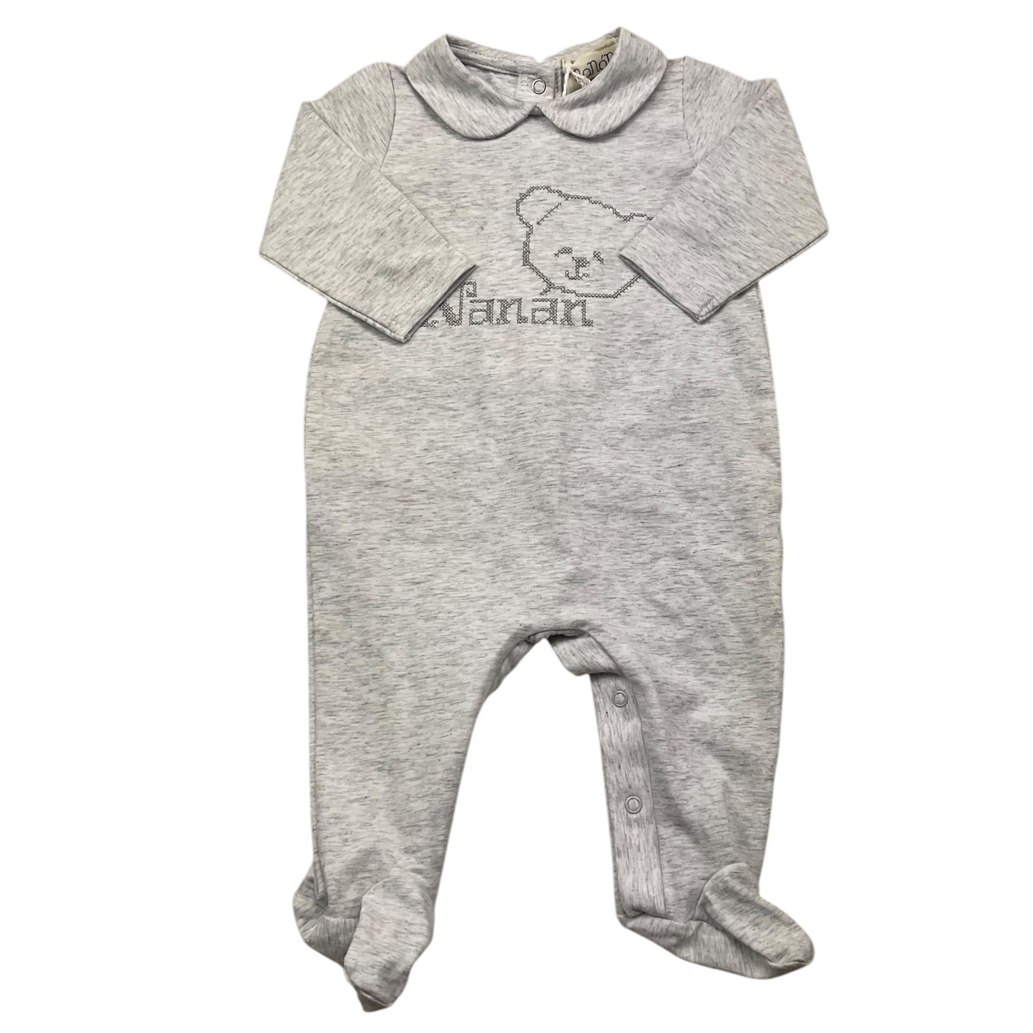 NANAN tutina manica lunga tinta unita cn ricami Grigio per Neonato AI2300803GR GRIGIO NANAN 