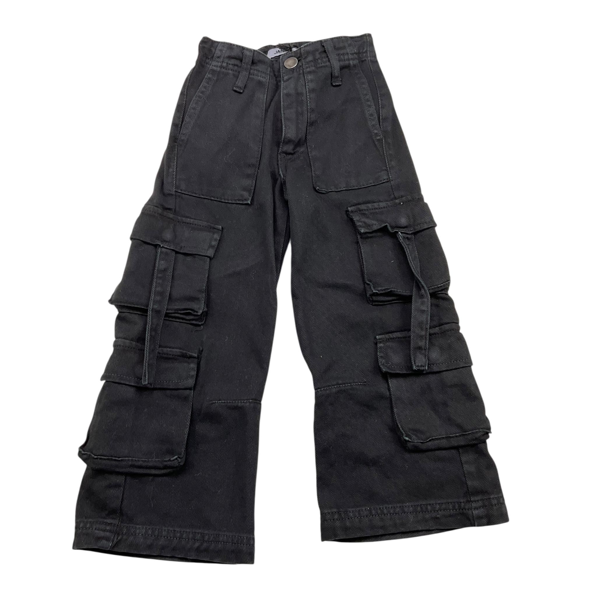 JANICE jeans tinta unita modello cargo a palazzo Nero per Bambina JN579B NERO JANICE 