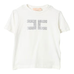 Elisabetta Franchi T-Shirt Girocollo Tinta Unita con Applicazioni Brillantini per Bambina EFTS226 BIANCO ELISABETTA FRANCHI 