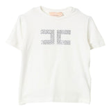 Elisabetta Franchi T-Shirt Girocollo Tinta Unita con Applicazioni Brillantini per Bambina EFTS226 BIANCO ELISABETTA FRANCHI 
