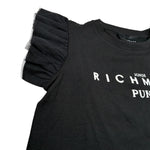 John Richmond T-Shirt tinta unita con Stampa E Rouches Nero per Bambina RGP23070TS NERO JOHN RICHMOND 