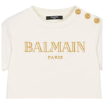 Balmain T-Shirt Tinta Unita con Logo per Bambina BV8B91 PANNA BALMAIN 