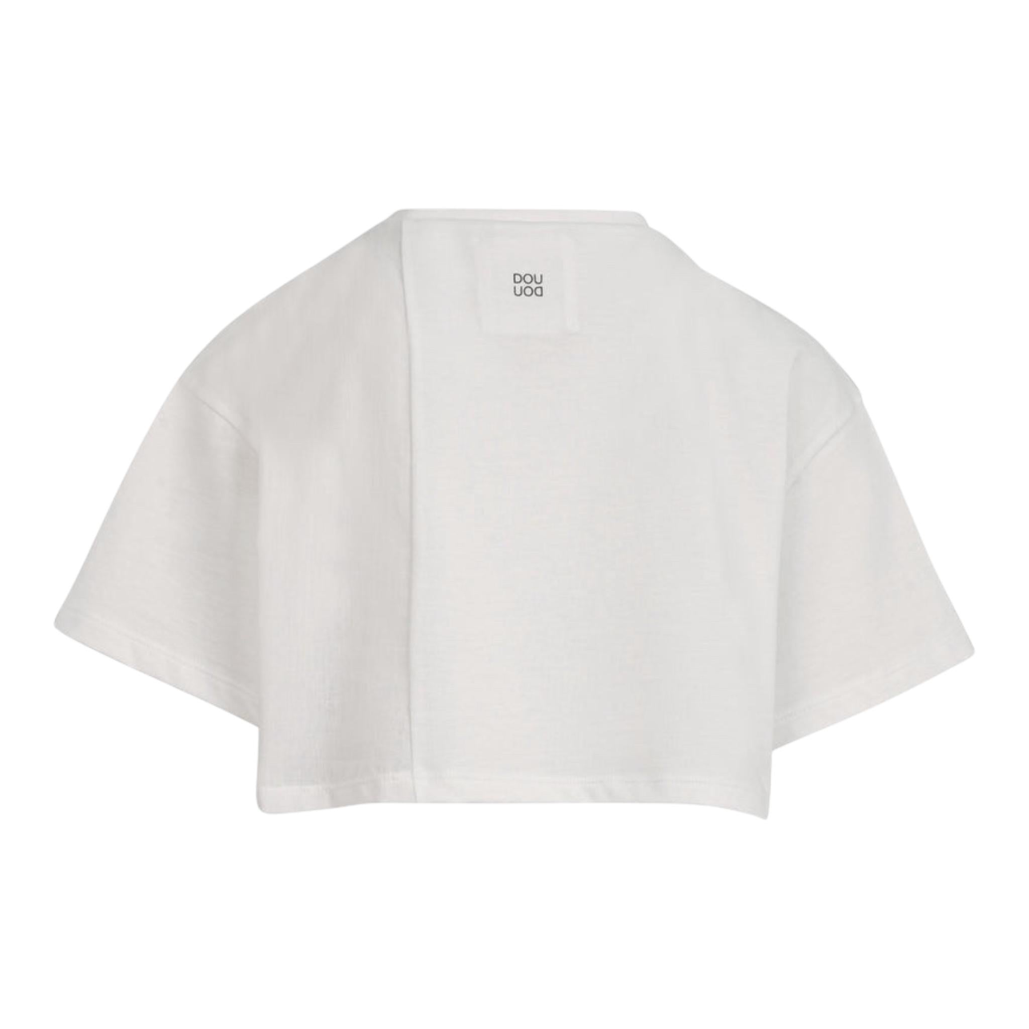 Dou Dou T-Shirt Girocollo Tinta Unita Modello Crop per Bambina DW8A51X BIANCO DOU DOU 