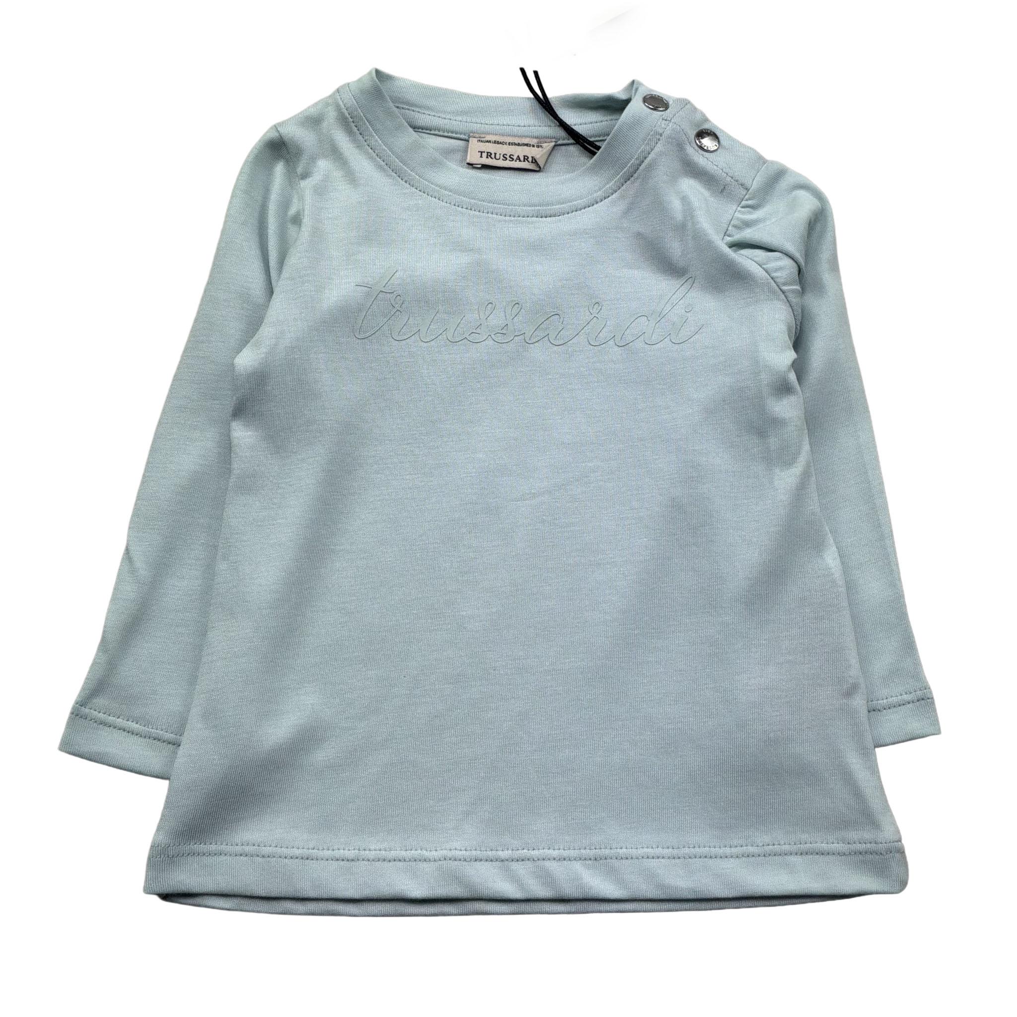 Trussardi Shirt Girocollo Tinta Unita con Logo per Neonata TIP26013TS VERDE ACQUA TRUSSARDI 