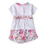 Mini Banda Completo 2 Pezzi Short-T-Shirt tinta unita con Stampa Fiori Bianco per Neonata 3B787X BIANCO MINI BANDA 