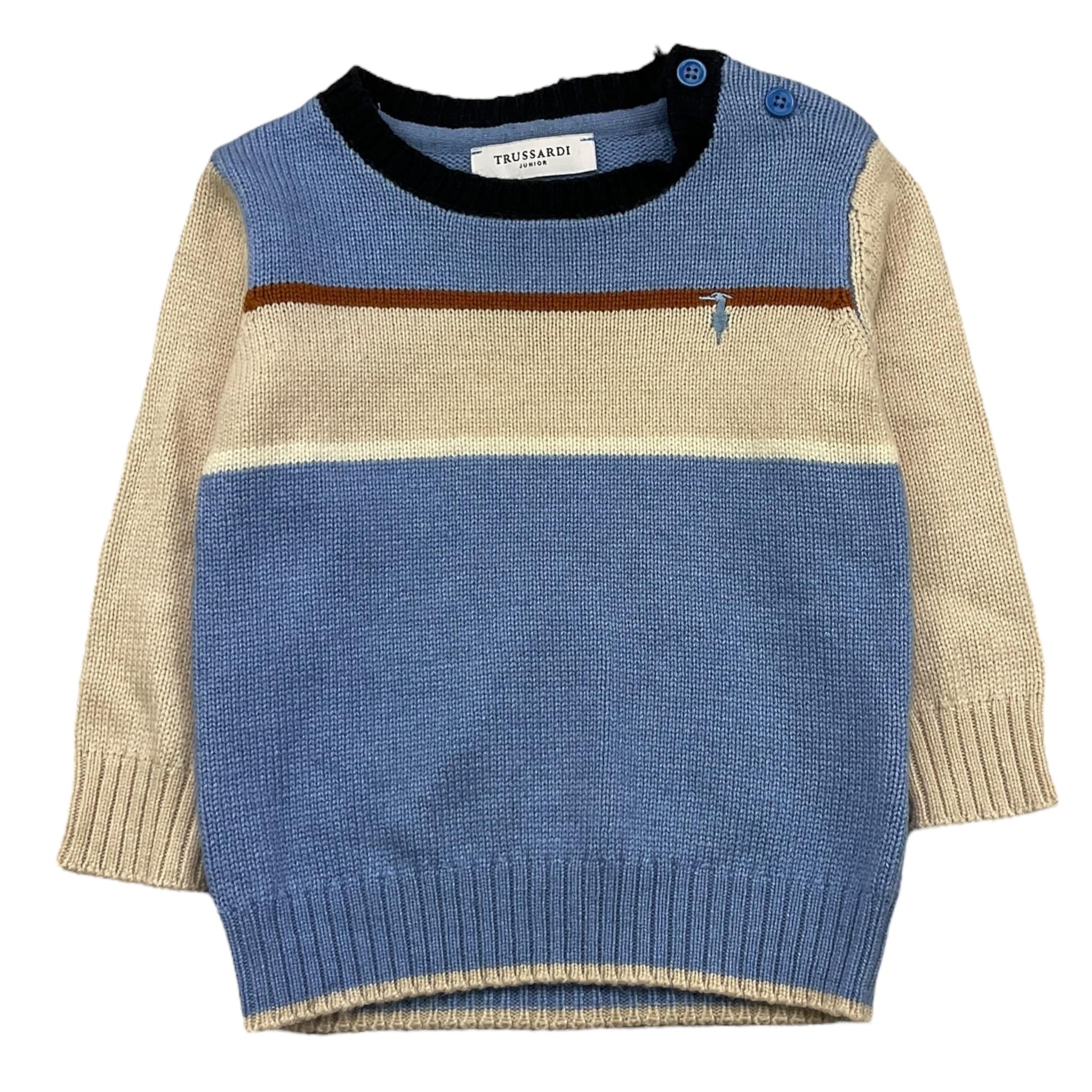 TRUSSARDI maglia girocollo tinta unita con maniche in contrasto Azzurro per Neonato TIA25103MA AZZURRO TRUSSARDI 