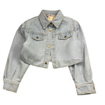 Elisabetta Franchi Giubbino In Denim Modello Crop con Bottoni per Bambina EFCA255 AZZURRO ELISABETTA FRANCHI 