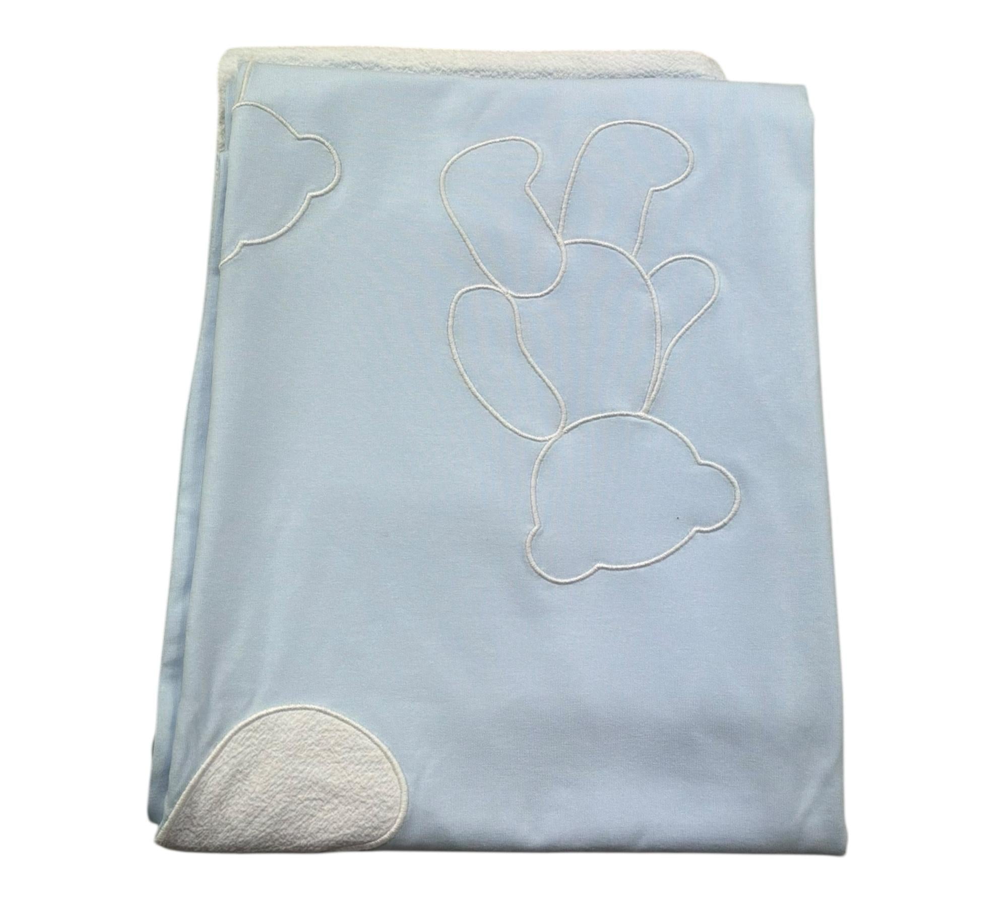 Le Bebe Coperta Bicolore Tinta Unita con Orso per Neonato LBB5293 AZZURRO LE BEBE 