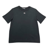 Dolce & Gabbana T-Shirt Girocollo Tinta Unita con Logo per Bambina L5JTKT NERO DOLCE & GABBANA 
