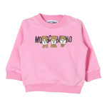 MOSCHINO felpa chiusa girocollo tinta unita con stampa in contrasto Rosa per Neonata M8F04Q ROSA MOSCHINO 