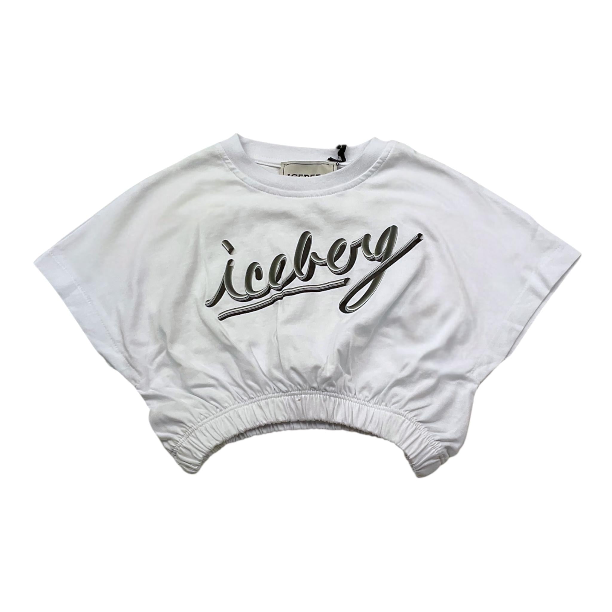 Iceberg T-Shirt Girocollo Tinta Unita con Stampa per Bambina TSICE5159J BIANCO ICEBERG 