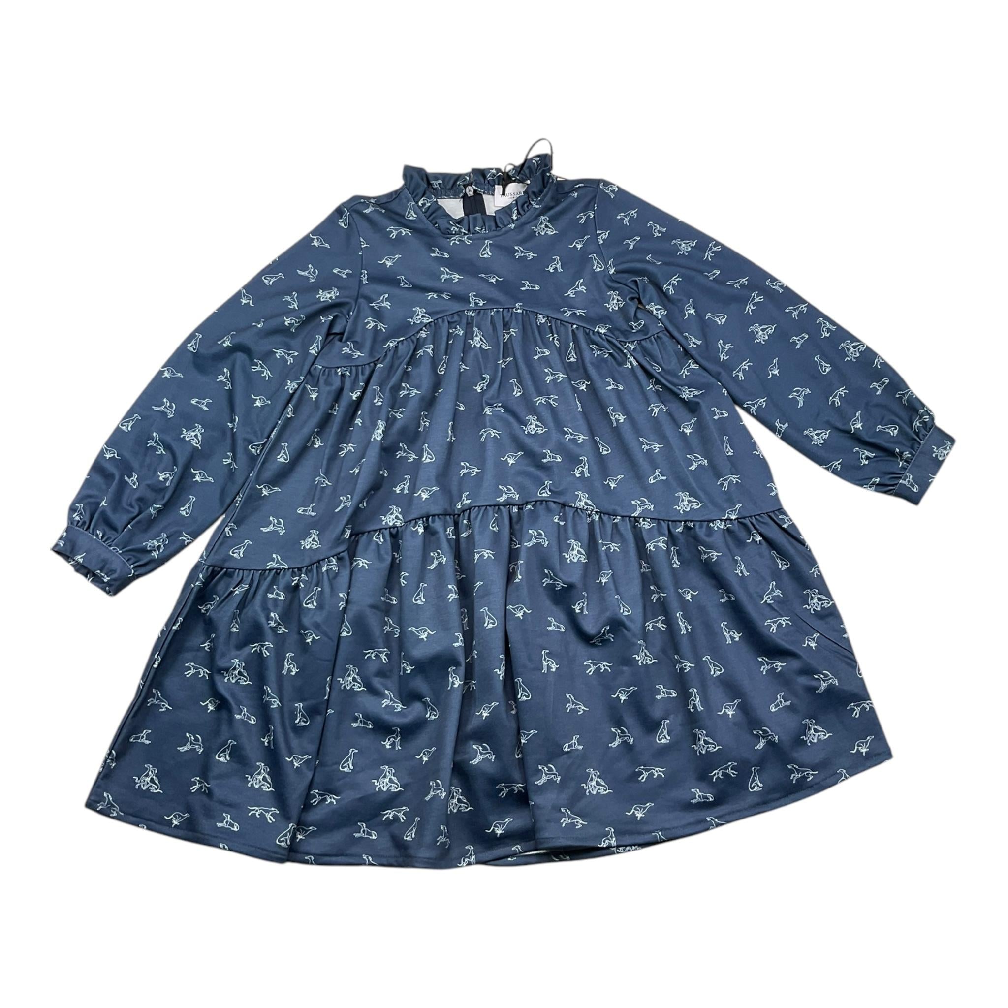 TRUSSARDI abito manica lunga tinta unita con stampa cani Blu per Bambina TGA25020 BLU TRUSSARDI 