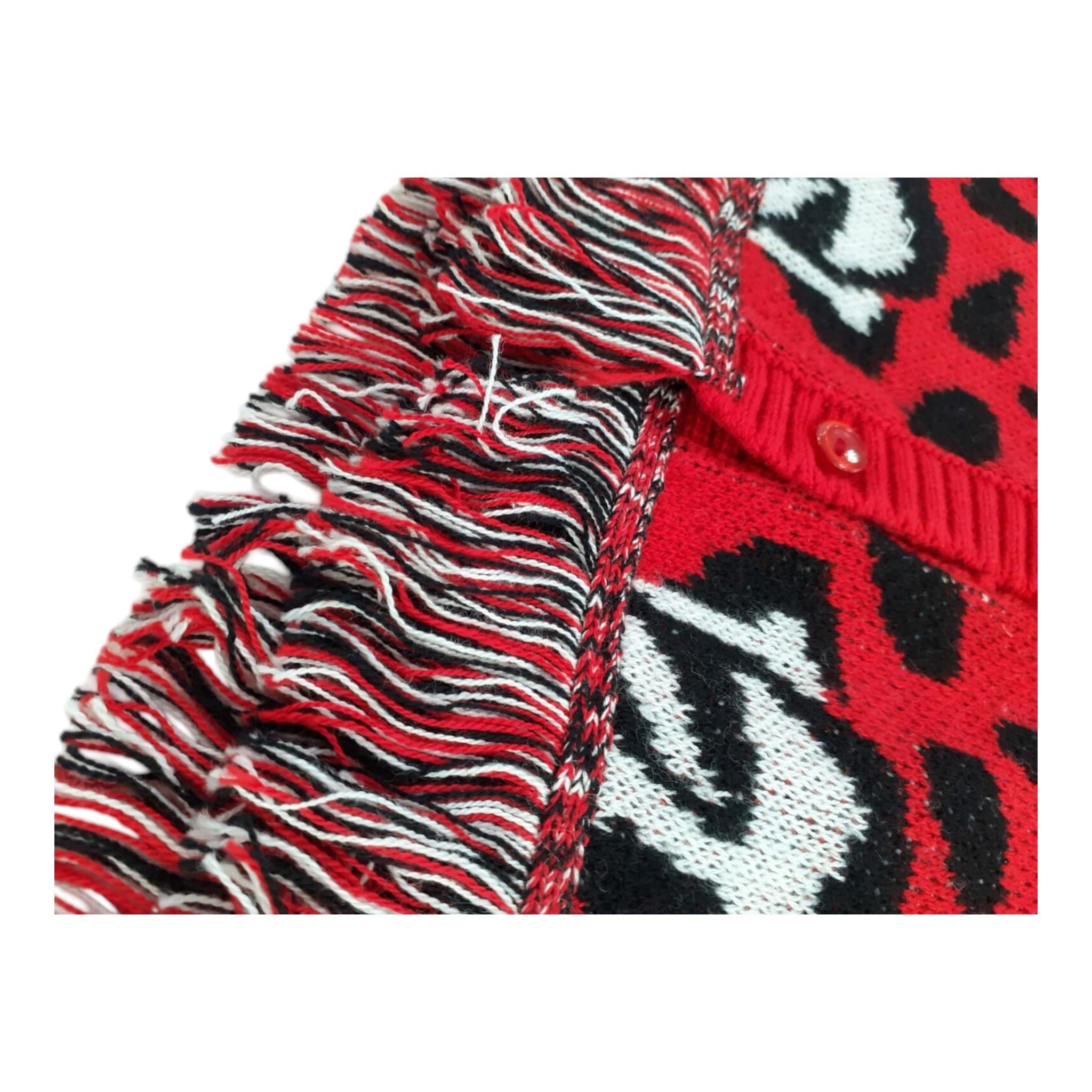 EMC cardigan stampa fantasia con frange Rosso/nero per Bambina CE2078 ROSSO/NERO EMC 