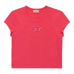 Diesel T-Shirt Girocollo Tinta Unita con Logo per Bambina J01830X FUXIA DIESEL 