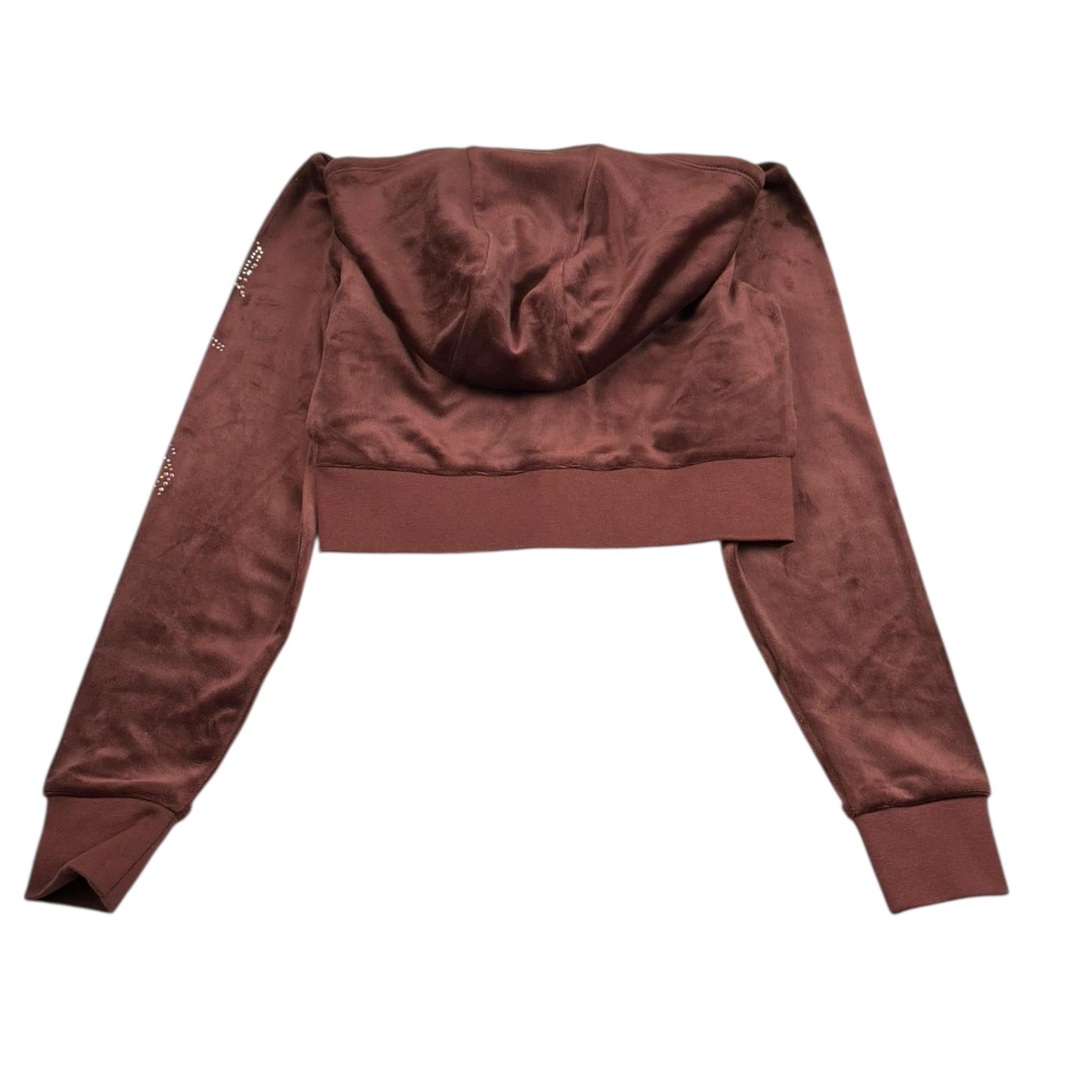 Juicy Couture Felpa Tinta Unita con Zip E Cappuccio In Velluto per Bambina JBX6600 MARRONE JUICY COUTURE 