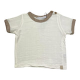 Bamboom+Babies T-Shirt Tinta Unita con Girocollo In Contrasto Panna per Neonato