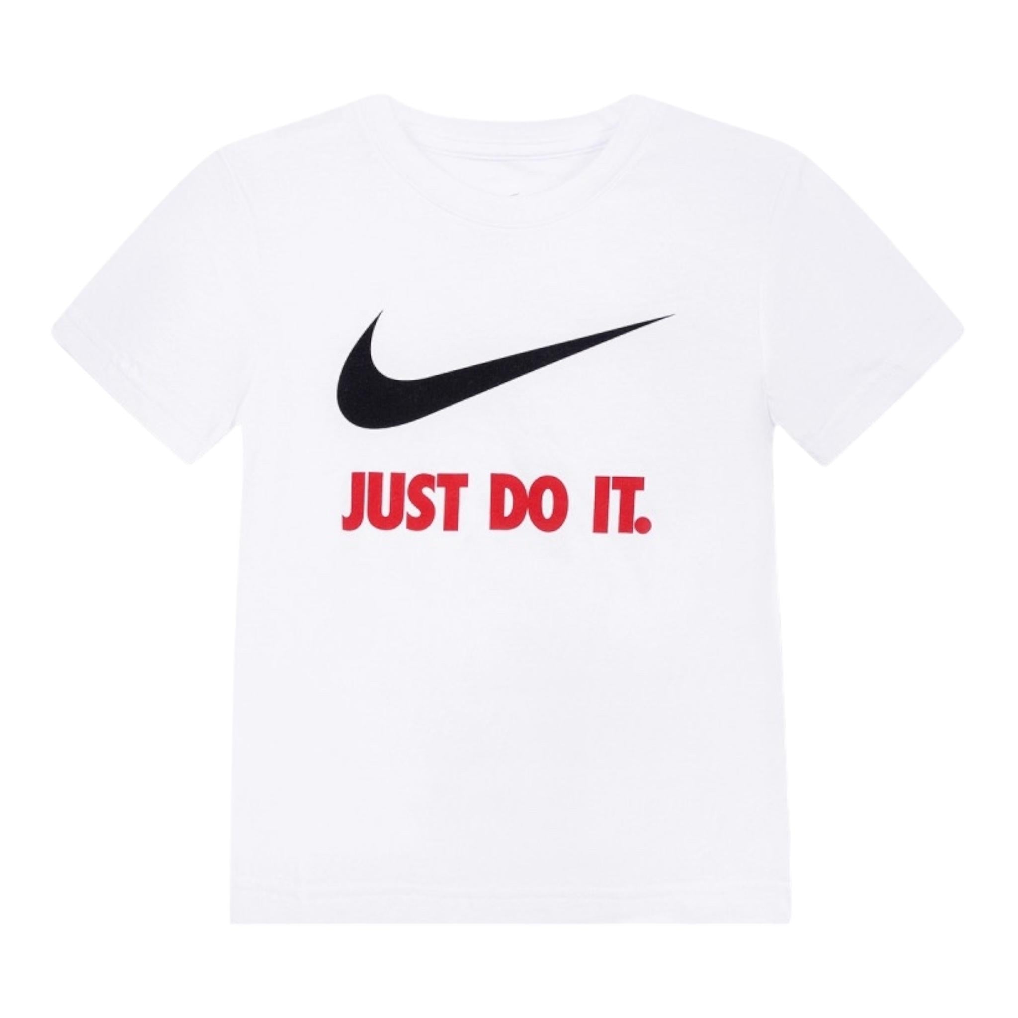 Nike T-Shirt Girocollo Tinta Unita con Logo per Bambino 8U9461 BIANCO NIKE 