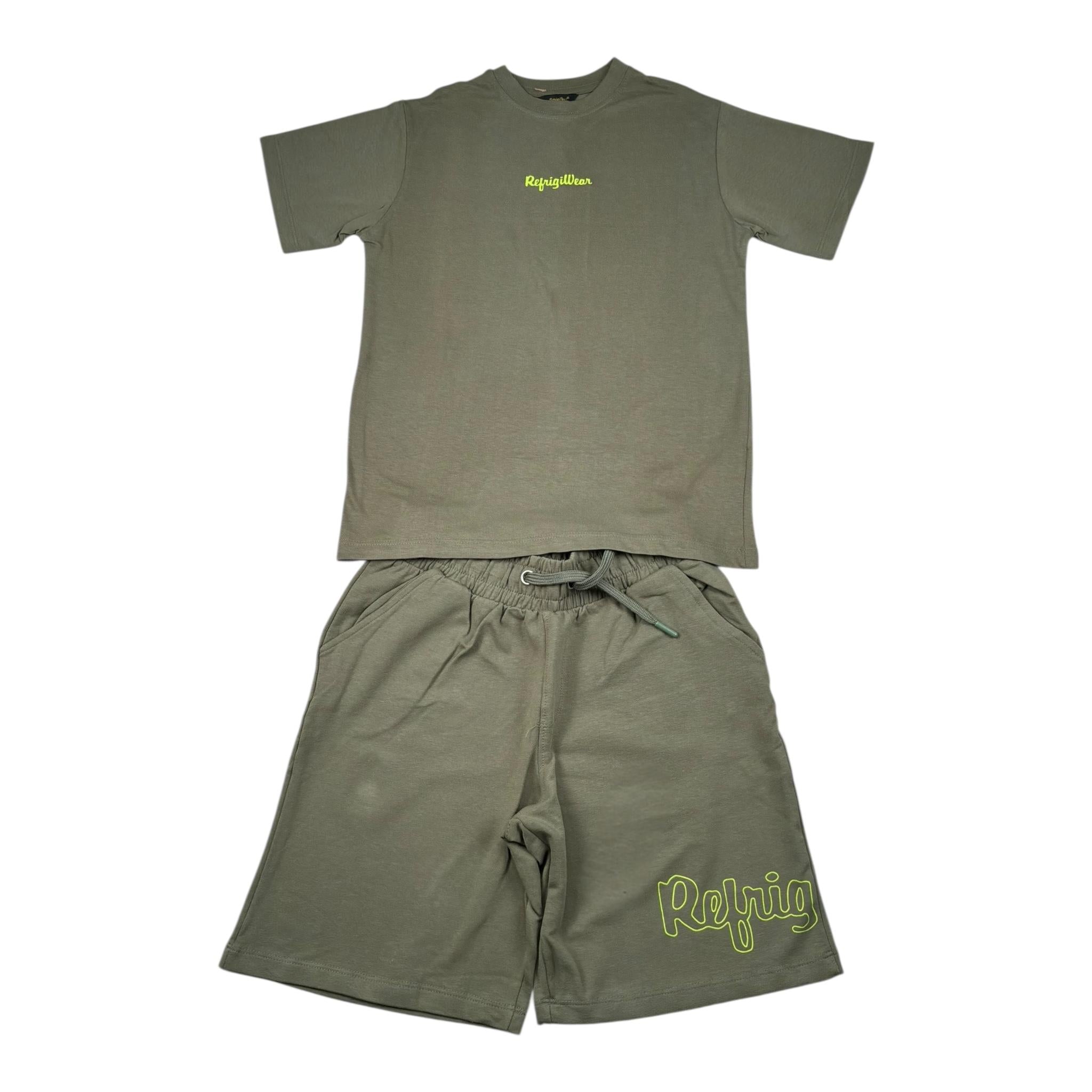 Refrigiwear Completo 2 Pezzi T-Shirt - Bermuda Bicolore per Bambino R1102W25X VERDE REFRIGIWEAR 