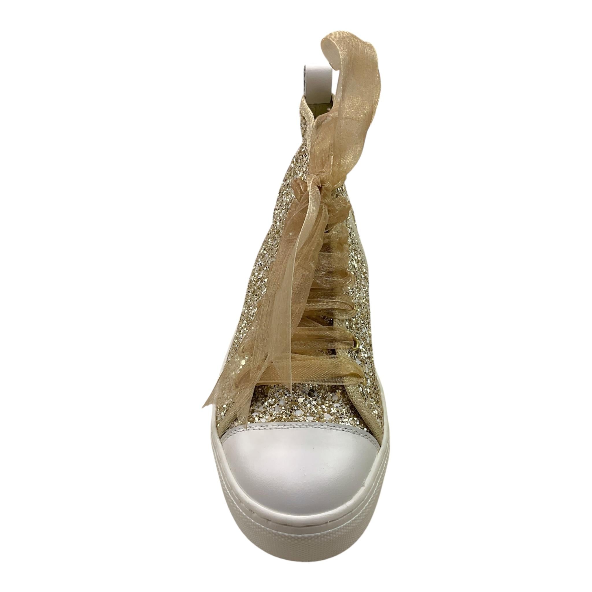 PANYNO sneakers tinta unita con lacci e brillantini Oro per Bambina F3404 ORO PANYNO 
