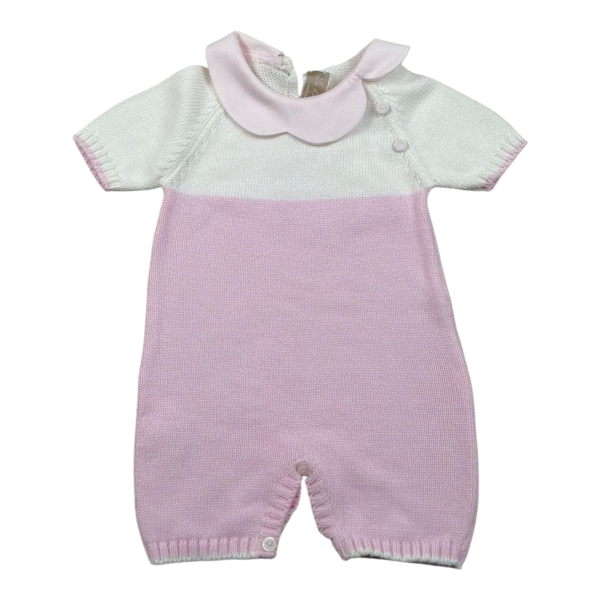 La Stupenderia Pagliaccetto Bicolore In Filo per Neonata SBTT52 BIANCO/ROSA LA STUPENDERIA 